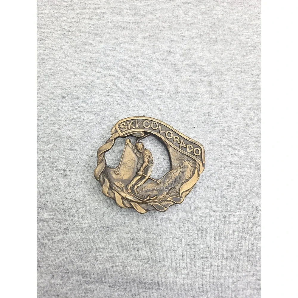 1981 Ski Colorado Aspen Alpine Skier Solid Brass Spec-Cast Rare Belt Buckle